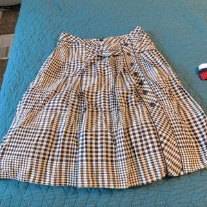 Anthropologie Odille Skirt Gingham Black White Retro